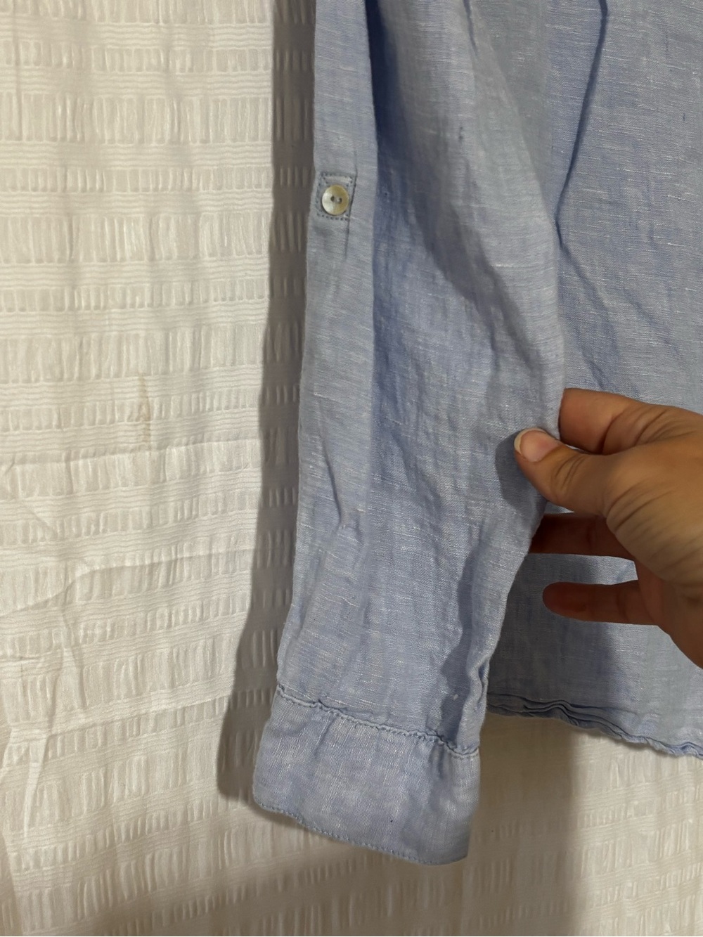 Sigrid Olsen Sky Blue 100% Linen Shirt Sz Small - Picture 4 of 9